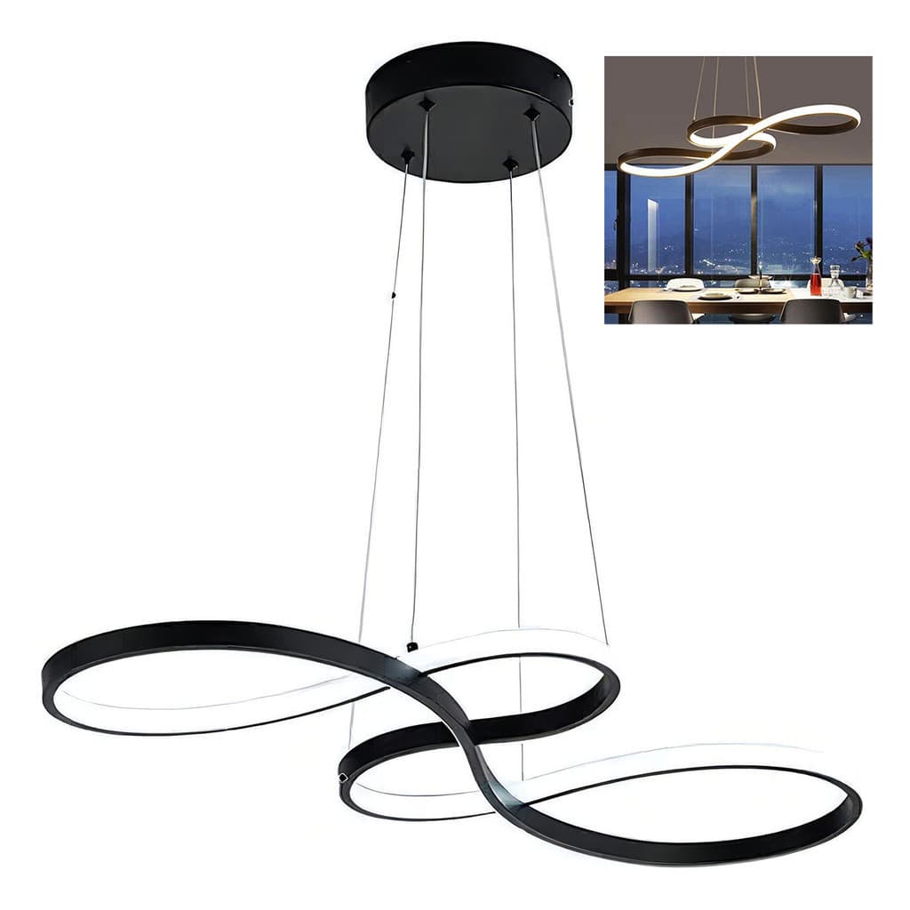 Lustre Arco Infitino 3 em 1 Pendente Iluminaçao Luxo Sala Recepçao Hall de Entrada Restaurante Residencial Comercial Decorativo