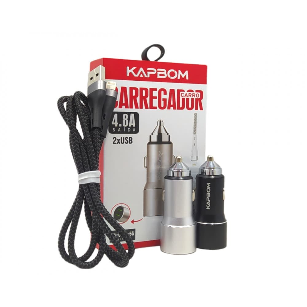 Carregador Veicular Para iPhone Turbo 4.8A Carregador de carro 2 USB Kapbom