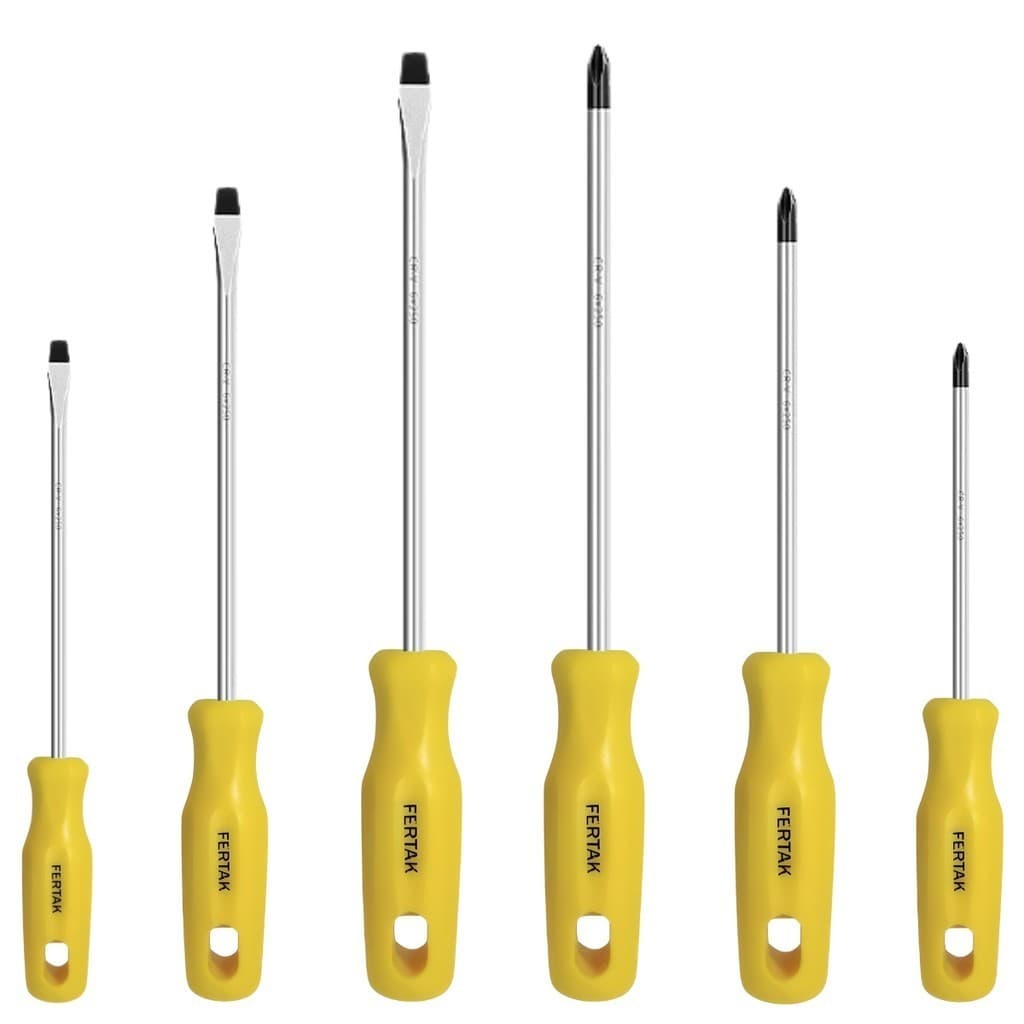 Kit Jogo de Chave Fenda e Philips 6 Peças Profissional Fertak Jogo de Chaves Imantadas Cabo Ergonômico Oficina