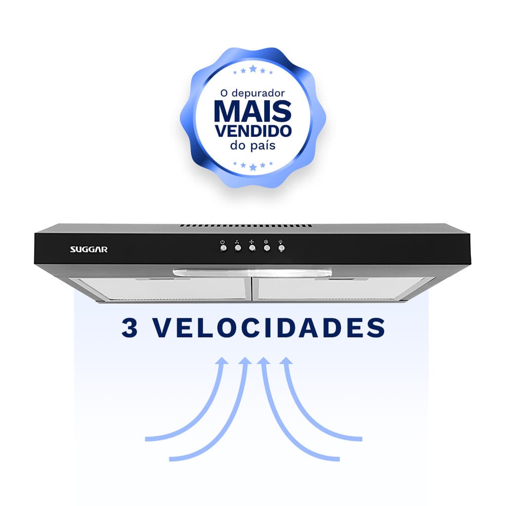 Depurador de Ar Slim 60cm Preto DPS161PT Suggar 127V