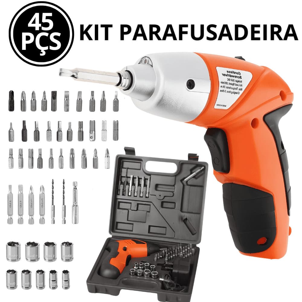 Kit Parafusadeira e Furadeira Elétrica Jogo De Chaves Mini Parafusadeira Recarregavel Portatil Casa