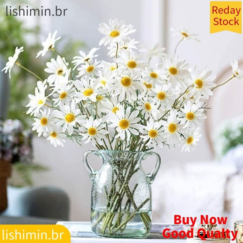 Flor Artificial Margarida Falsas Flores Home Decor Plantas Plásticas De