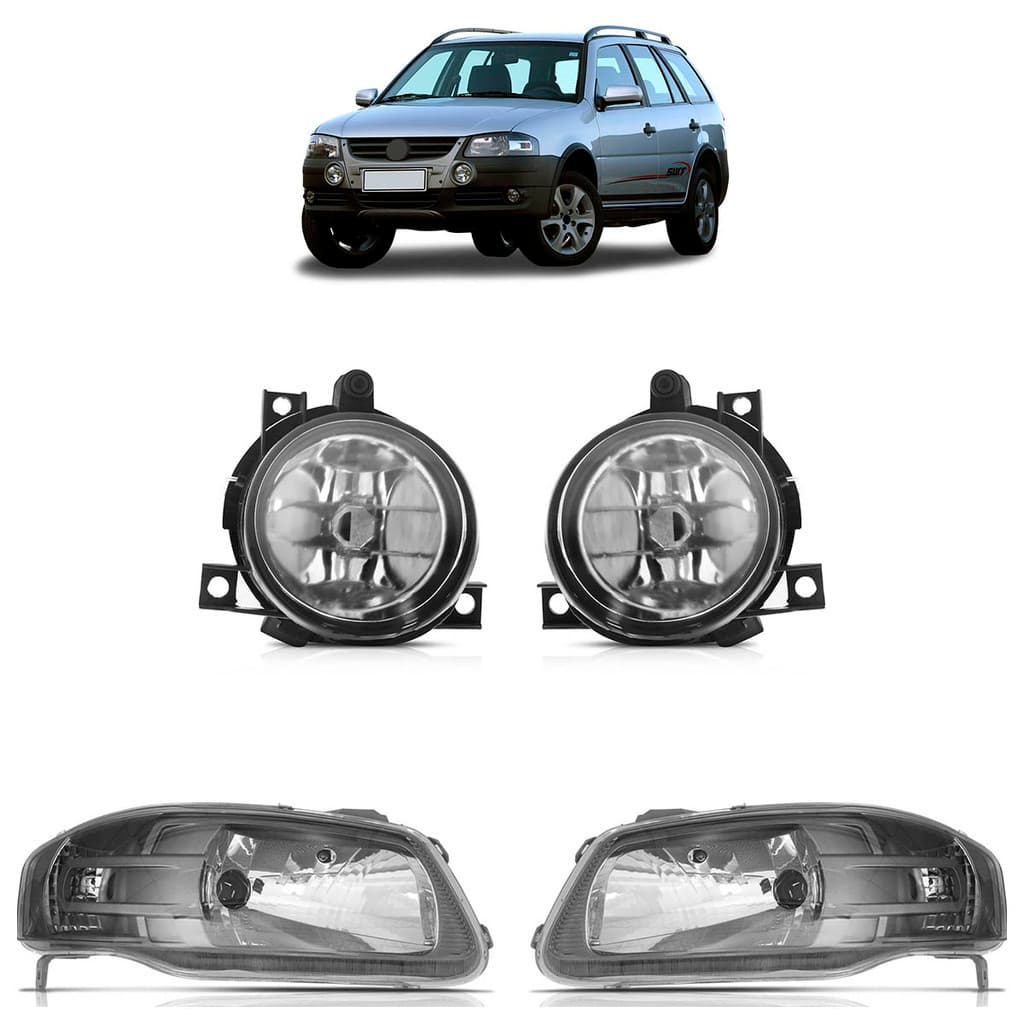 Kit Par Farol Parati Surf G4 2006 2007 2008 2009 2010 2011 2012 Máscara Cinza + Par Farol de Milha