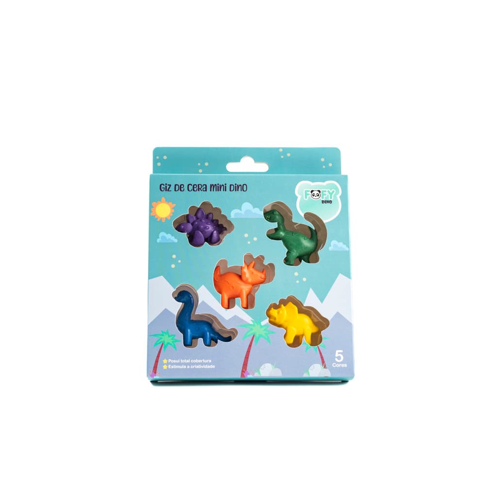 Mini Giz de Cera Dino FOFY – Cores Vibrantes para Desenhar e Colorir