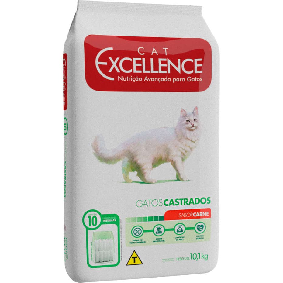 Ração Cat Excellence Carne para Gatos Adultos Castrados 10,1kg