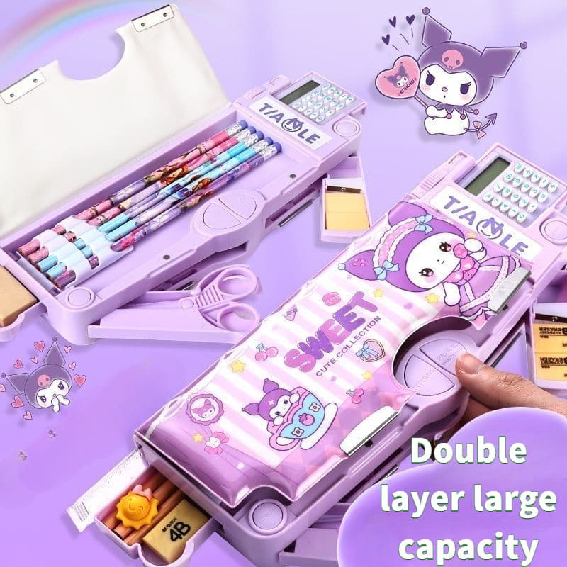 Kuromi Estojo para meninas Estudante multifuncional automático estojo para crianças Meninos e meninas estojo de lápis du