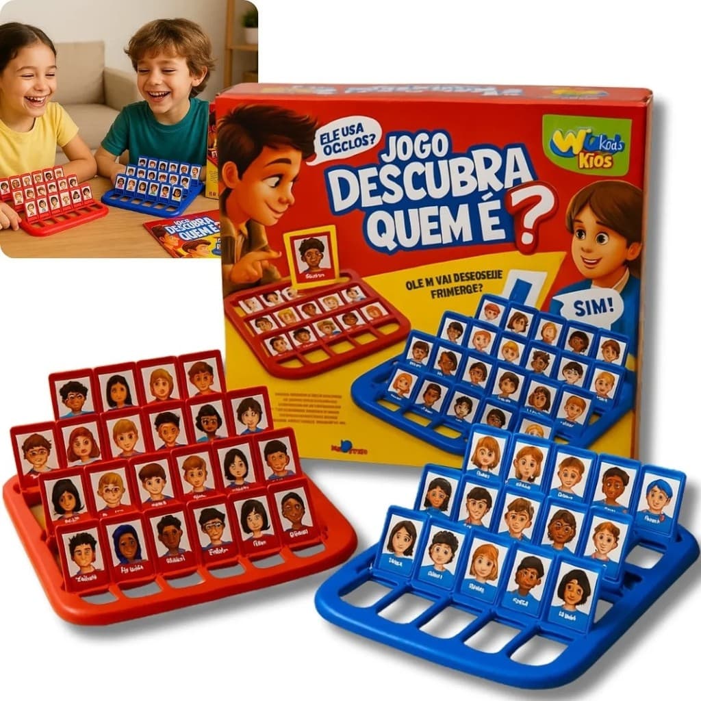 Jogo De Adivinhação Descubra Quem 59 Peças Infantil Raciocínio Lógico Inmetro