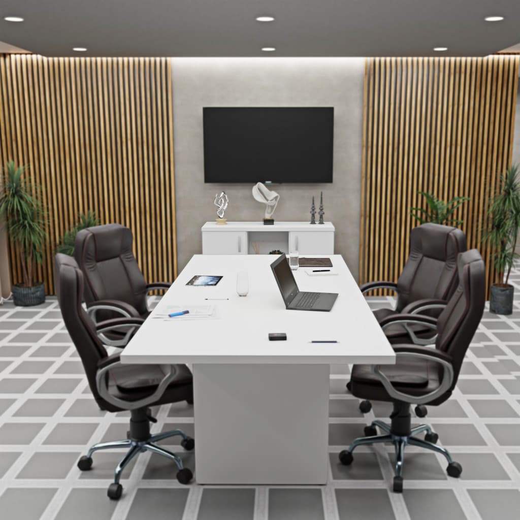 Conjunto de Escritório Mesa Reunião Armário Credenza Office Netmobil