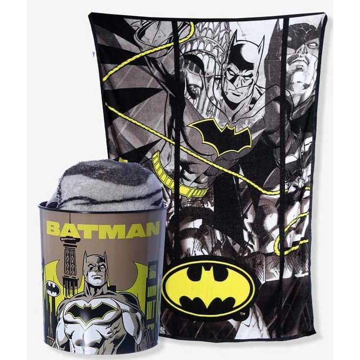 Kit Manta com Balde de pipoca D.C Batman licenciado