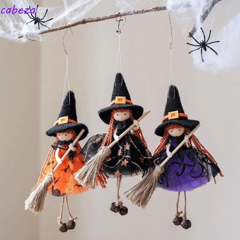 CABEZA Bonecas De Bruxa De Halloween , Brinquedo Infantil Pendurado , Vassoura , Pingente De Anjo , Pé De Sino Fofo , De