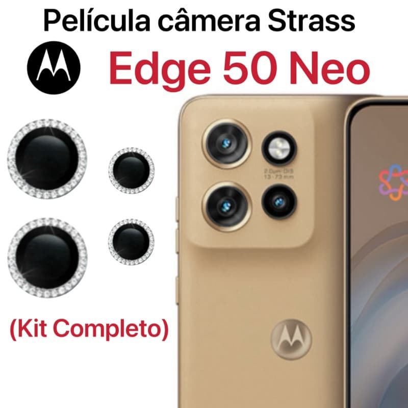 KIT(4 peças )Películas de câmera Diamante Para Motorola Edge 50 Neo Película protege lentes de celular com brilho Strass