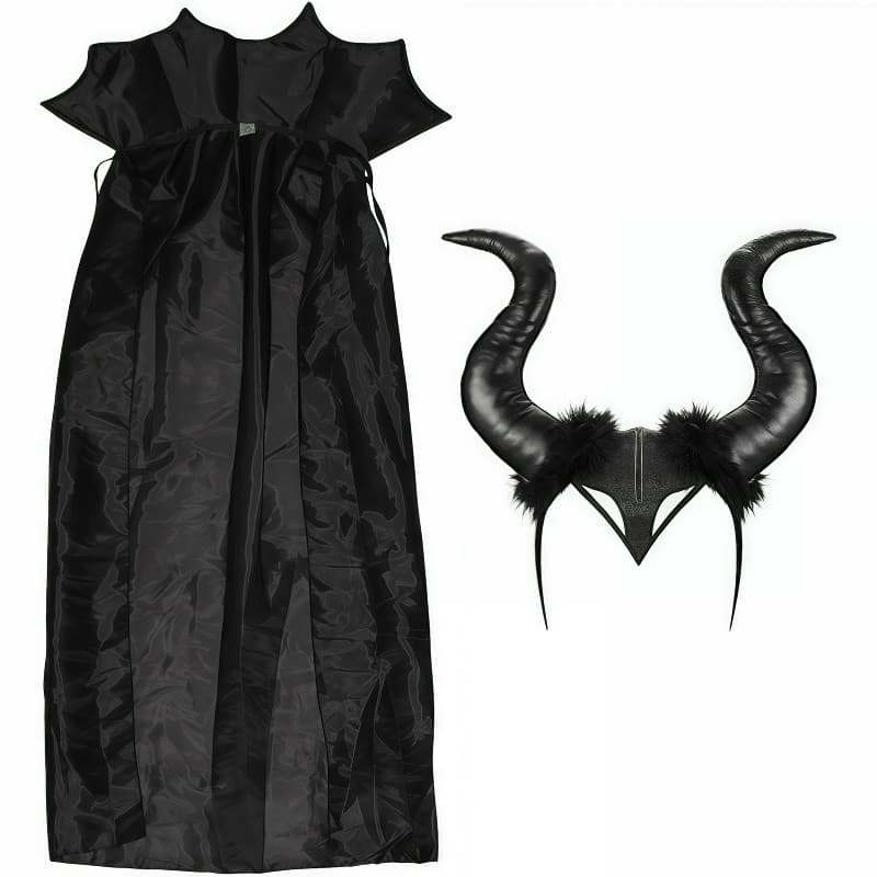 Fantasia Malévola 2pçs Adulto Capa E Arco Carnaval Halloween