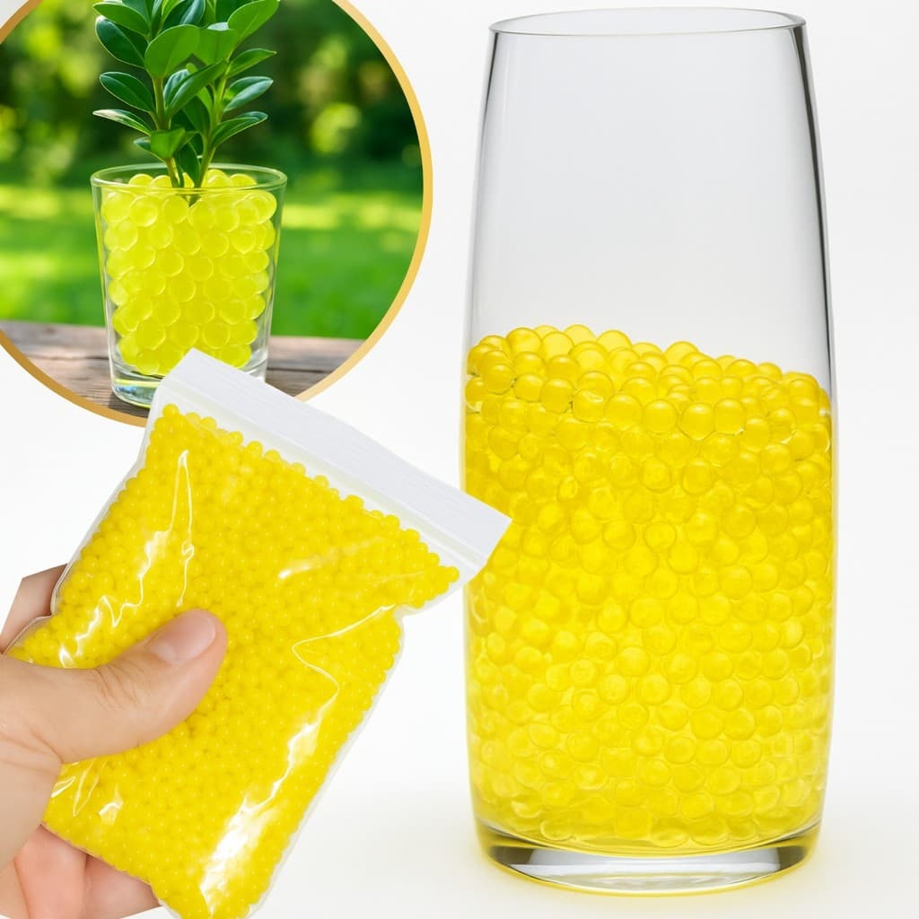 Bolinhas de gel amarela que crescem com água,  Incolor bolas de hidrogel Decoração De Vasos Plantas.