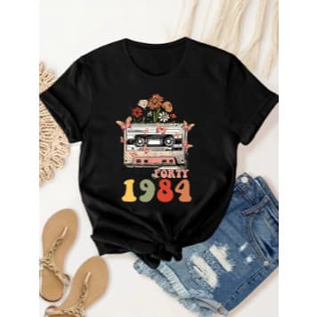 T-shirt Camiseta Camisa Casual Unissex Criativa Delicada Vintage 1984 Confortável Street Style De Qualidade Algodão Envi