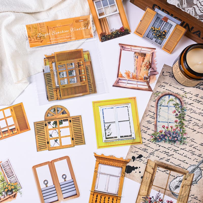 10 Peças Adesivos Vintage Janela Paisagem Série À Prova D'água Para Animais De Estimação Decorativos Decalques De Materi