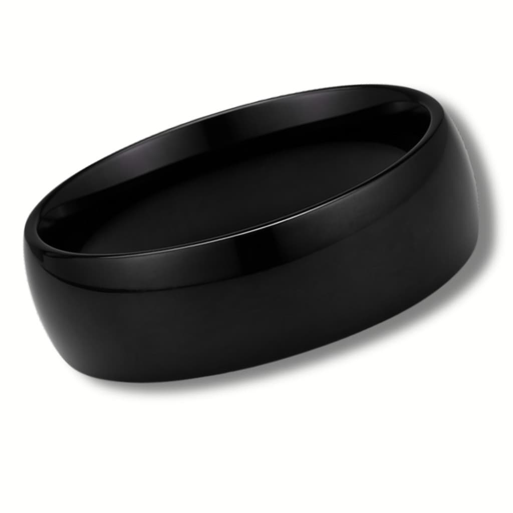 Aliança Compromisso Preta Lisa Anatômica Tradicional 6mm