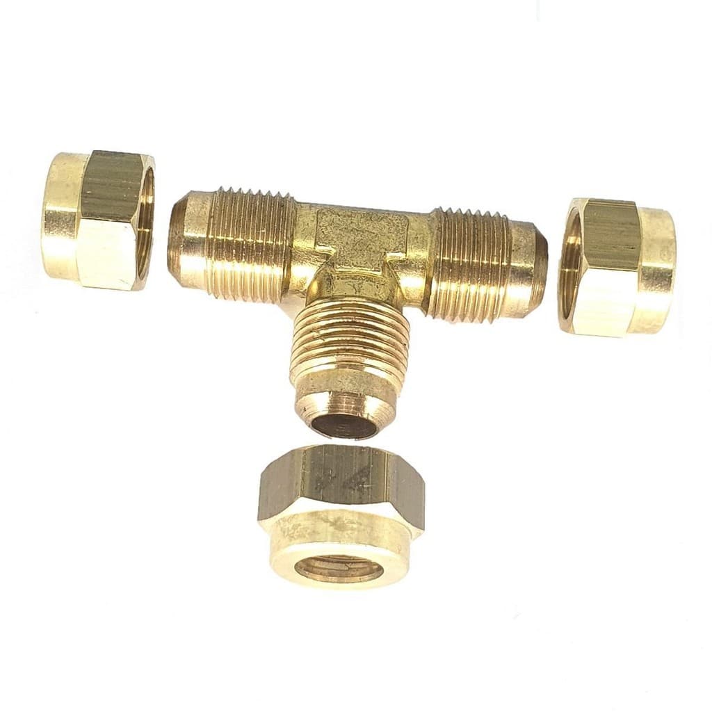 Kit Tee Latão Forjado 1/4 Sae + 3 Porca tubo cobre Flange