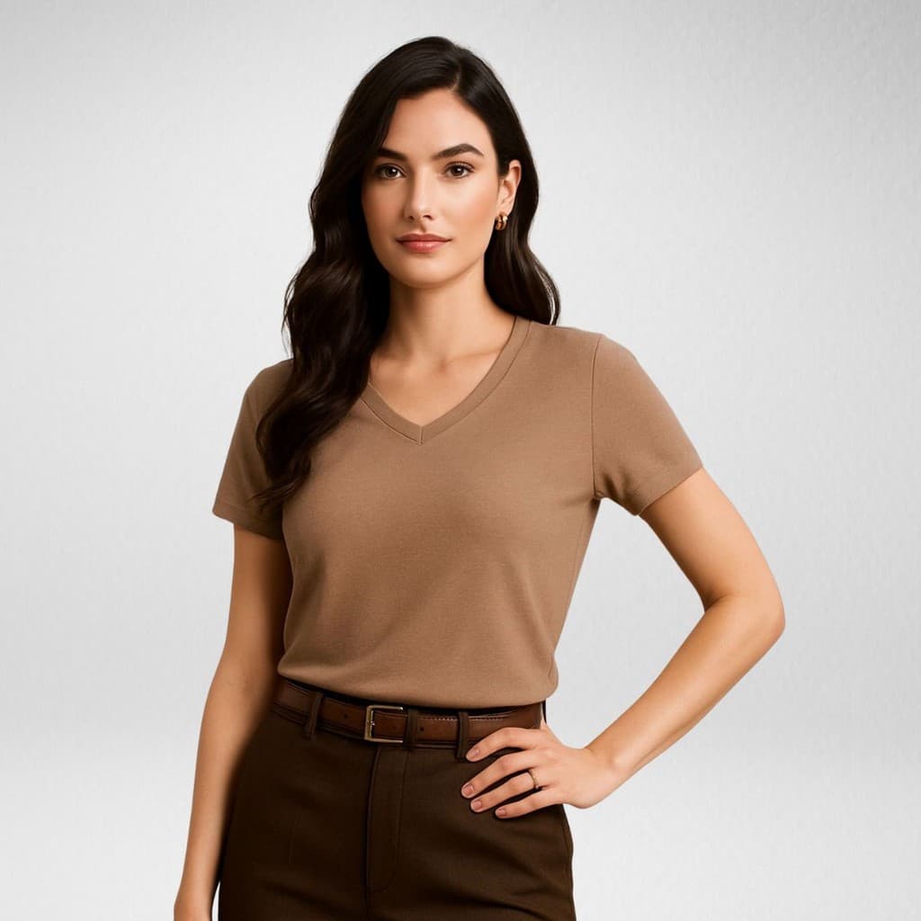 Blusa Gola V Feminina Manga Curta 100% Algodão Roupas Femininas