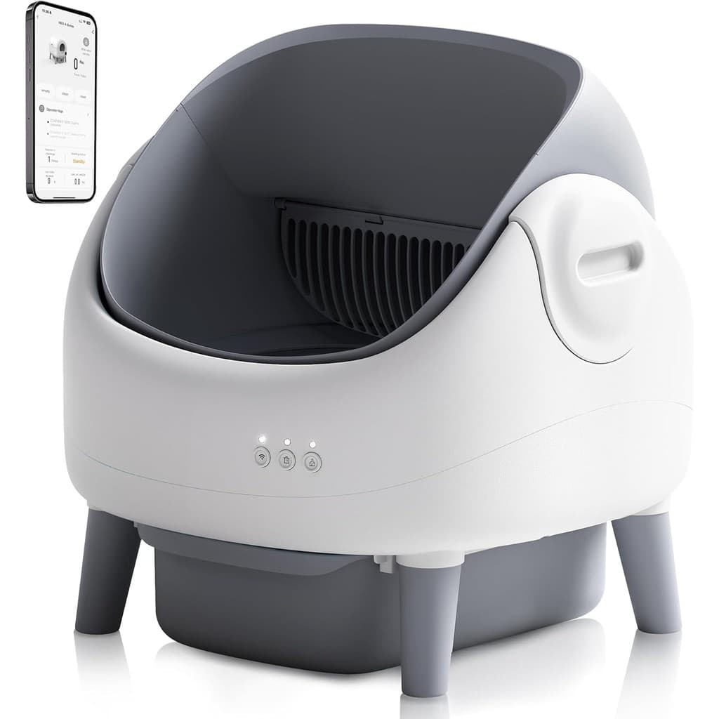 Newpet Caixa de Areia Autolimpante com Tampa Aberta Caixa de Areia Automática para Gatos para Vários Gatos com app