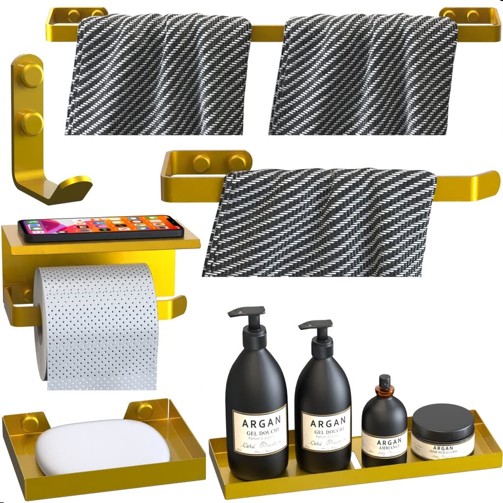 Kit Acessórios Para Banheiro 6 Peças Dourado SF MAX