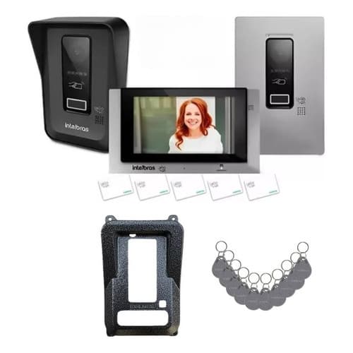 Kit Vídeo Porteiro Wifi Allo Wt7 Com 10 Tag De Acionamento Cor Prateado