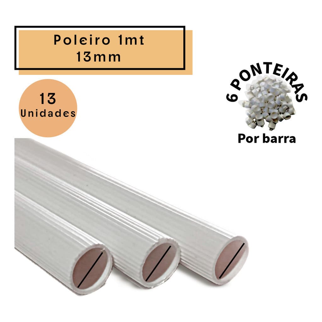 13 Barras de Descanso Poleiro Frisado Bastao 13mm c/ Ponteiras - Gaiola Viveiro