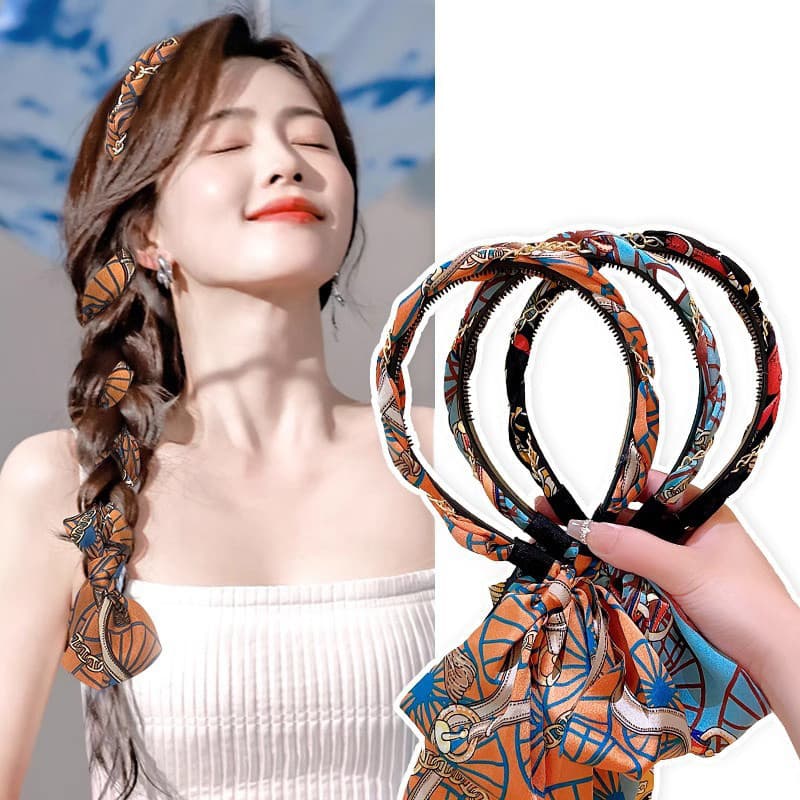 Faixa de Cabelo Cetim Colorida Trançada Romantica Estiloso