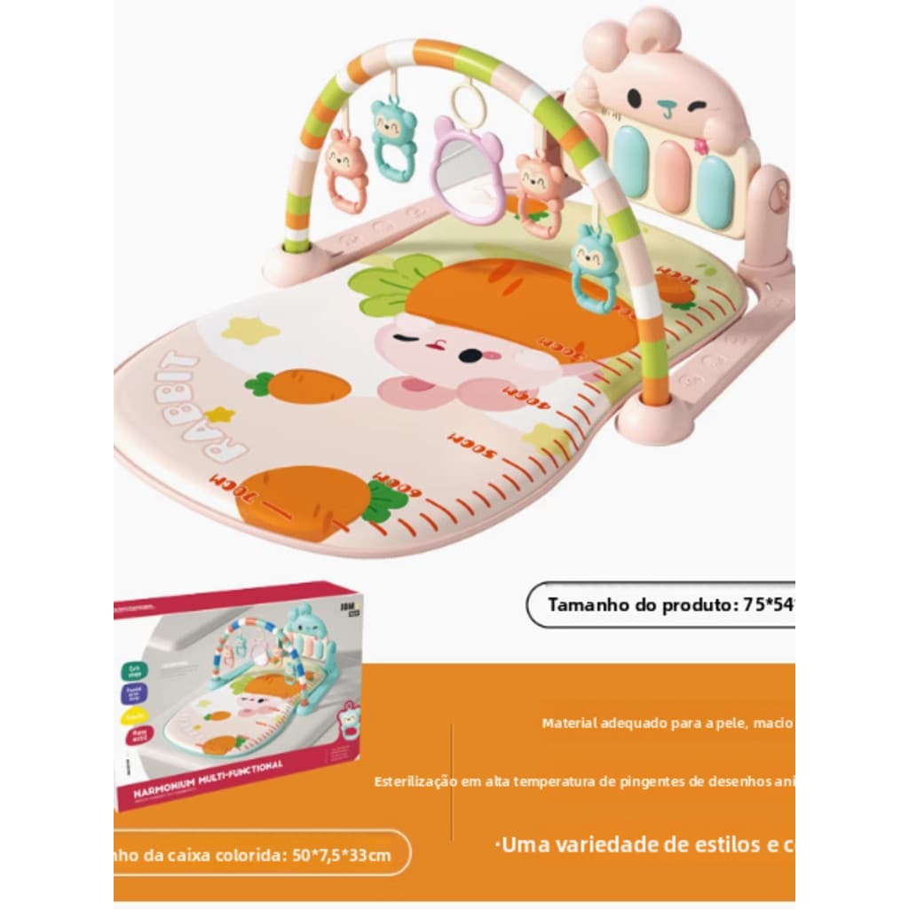 Tapete de Atividades Musical com Piano Interativo e Móbiles para Bebê - Color Baby