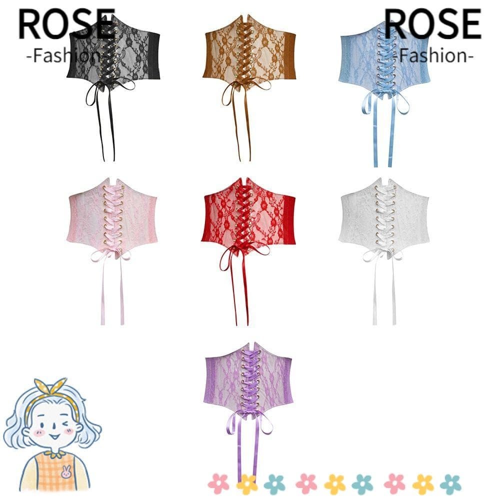 ROSEGOODS Cinto Espartilho De Renda , Faixas Elásticas De Seda Bordadas Com Flores Largas , Alça Elástica