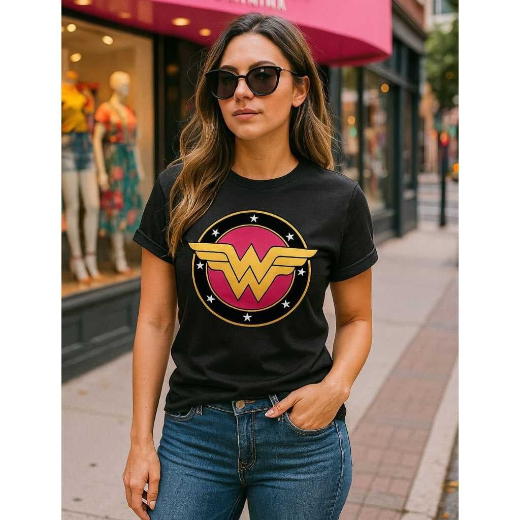 T-Shirt Mulher Maravilha Feminina Algodão Camiseta Estilosa Blusa Fashionista Para Mulheres Poderosa