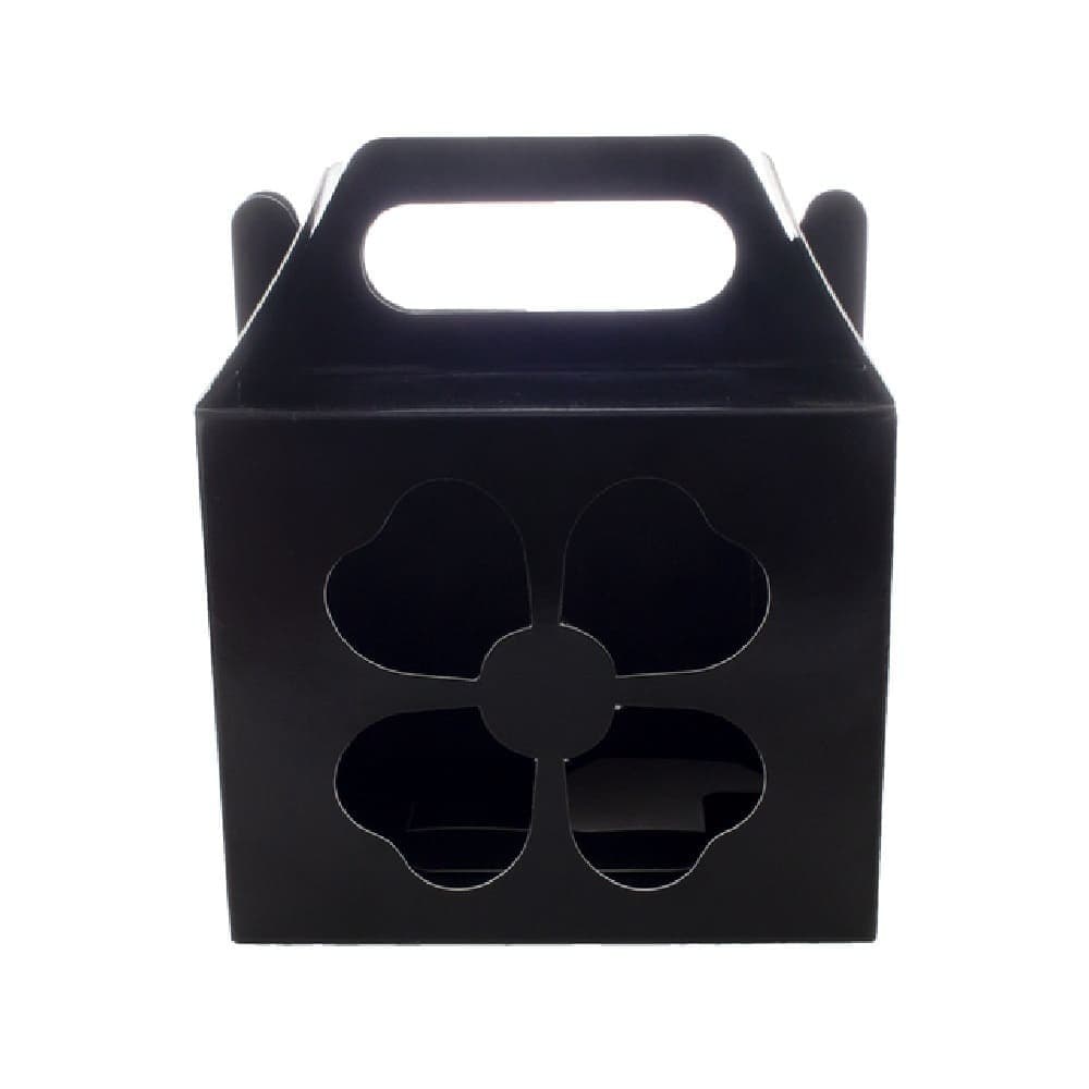 Caixinha preta premium com visor formato trevo de 4 folhas para canecas personalizadas - 300 unid