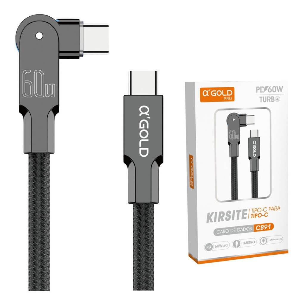 Cabo Carregador Pd 60w Turbo Usb C Rotativo cb91