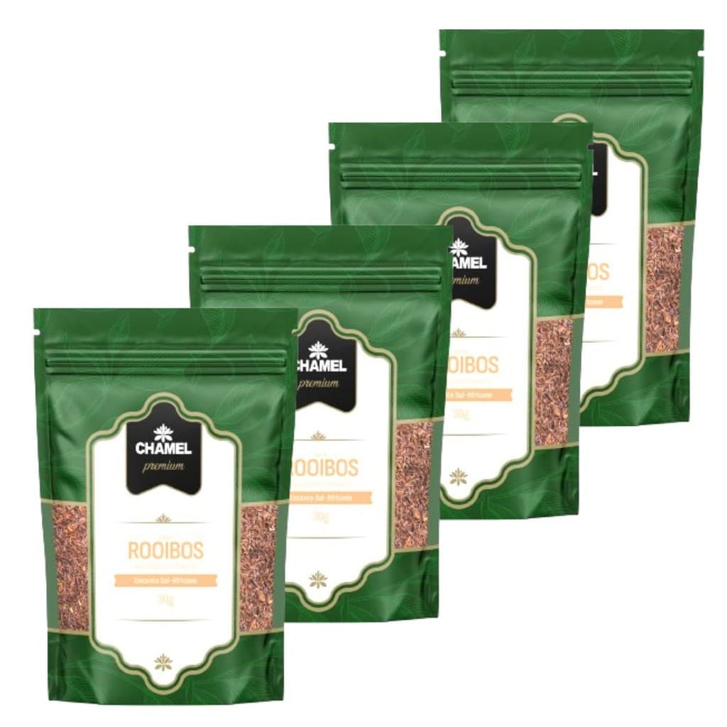 Chá de Rooibos (Aspalathus linearis) Encanto Sul-Africano Chamel Premium 4 Pacotes c/ 30g