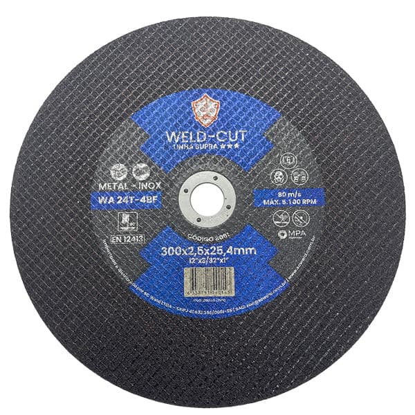 Disco de Corte 12" para Aço Carbono e Inox 300 x 2,5 x 25,40mm SC Weld SUPRA 8081