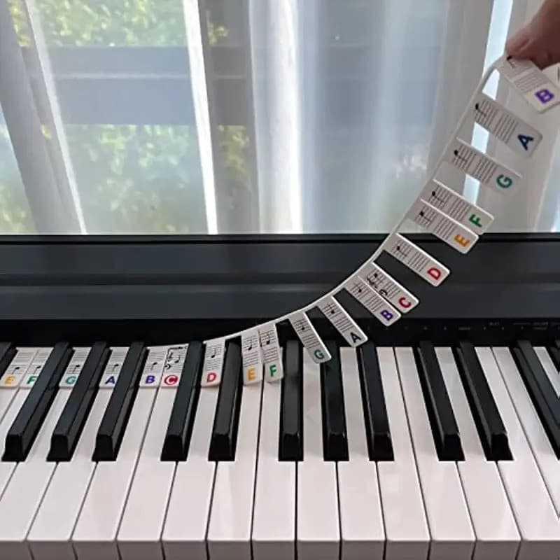 Miwayer-Teclado Piano Adesivos 88 ou 61 Teclas Removível Nota Etiquetas para Aprendizagem Piano Notes Guia Iniciante