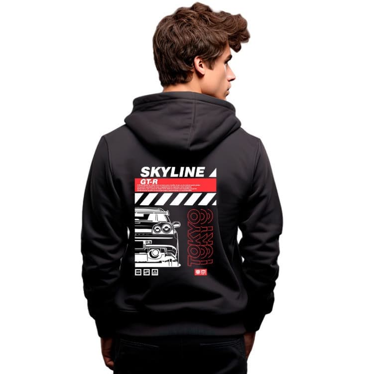 Moletom Canguru Flanelado Nissan Skyline GTR Street Wear
