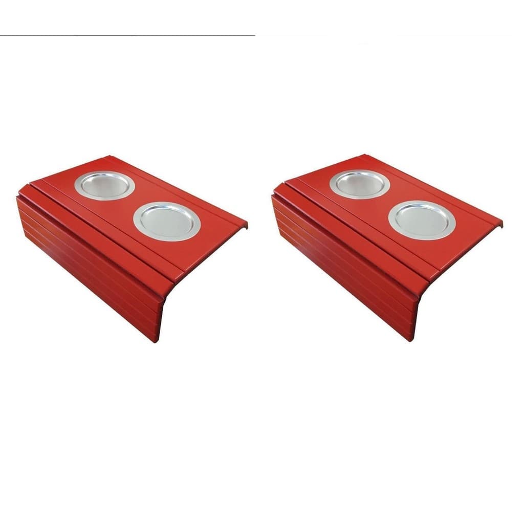Kit 2un Esteira Braço Sofá Vermelho Com Porta Copo De Alumínio