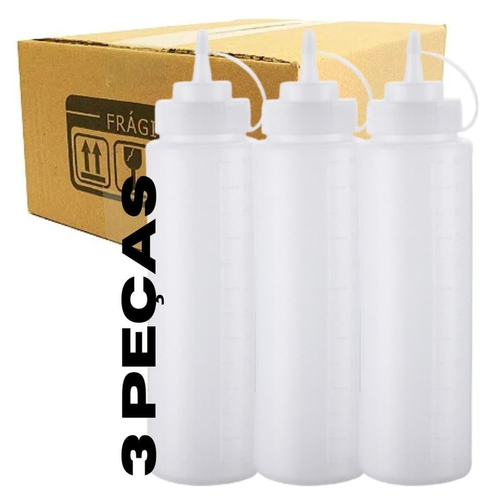 Kit 3 Bisnaga para Molho 1 Litro Profissional Flexível - Restaurante, Hamburgueria e Confeitaria