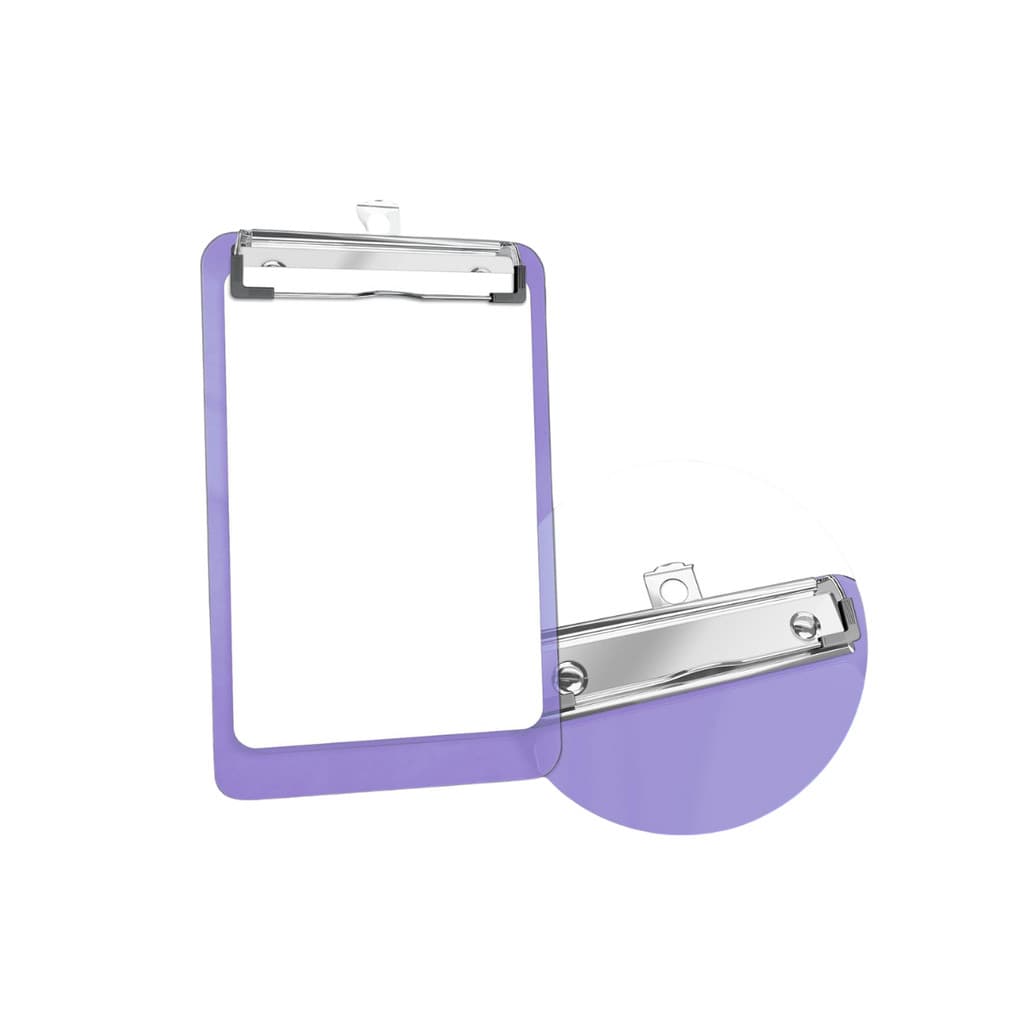 Mini Prancheta 12 cm X 18,5cm e bloco de 50 fl - Cabem em bolsos e bolsas Acrimet 155 Lilas