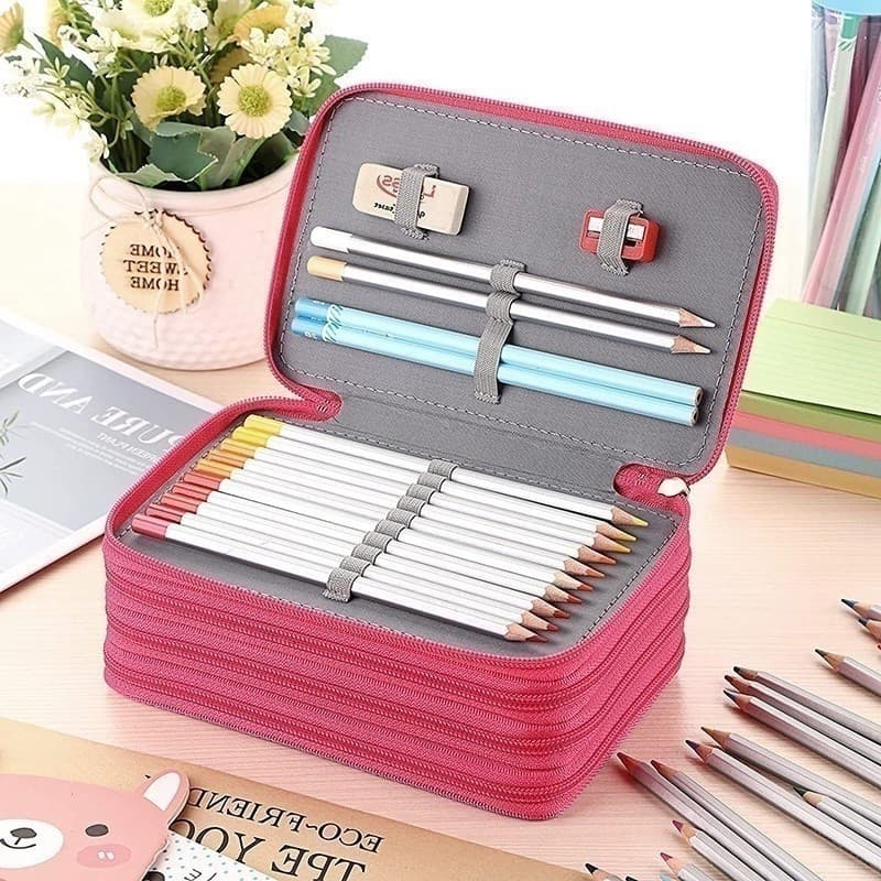 Estojo Escolar Box Organizador 72 Compartimentos 4 Divisórias Para Lápis Canetas e Material Escolar