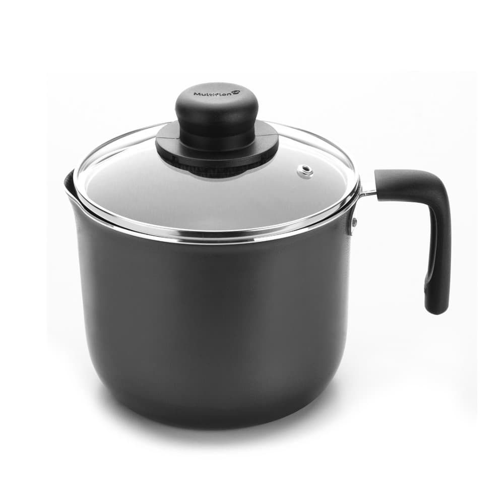 Leiteira Gourmet Preta 14 cm 1.6 L em Alumínio com Revestimento Interno Antiaderente Multiflon