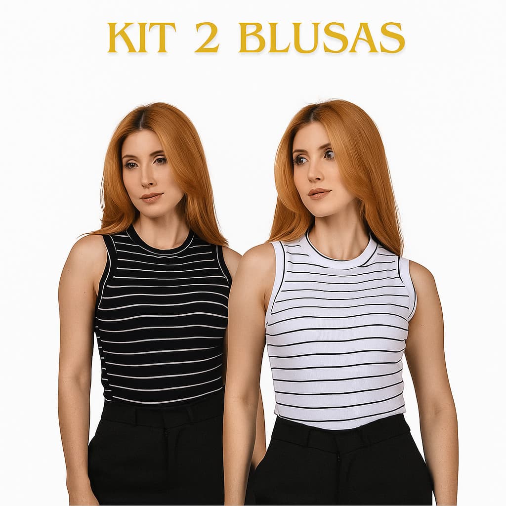 Kit 2 Regatas Listradas – Estilo e Conforto em Dobro!