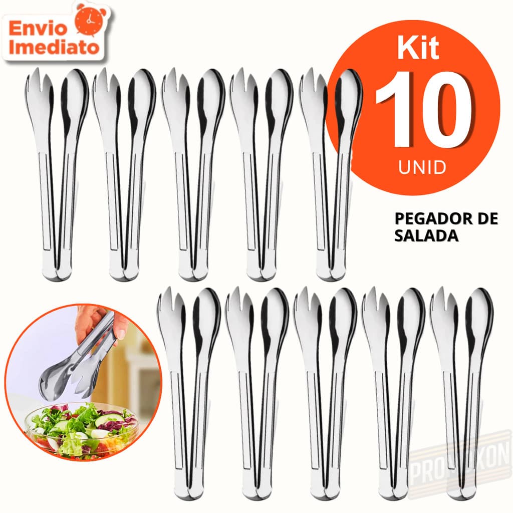 Kit 10, 5 ou 3 Pegador de Salada Inox Utensilio Prático para Cozinha Atacado
