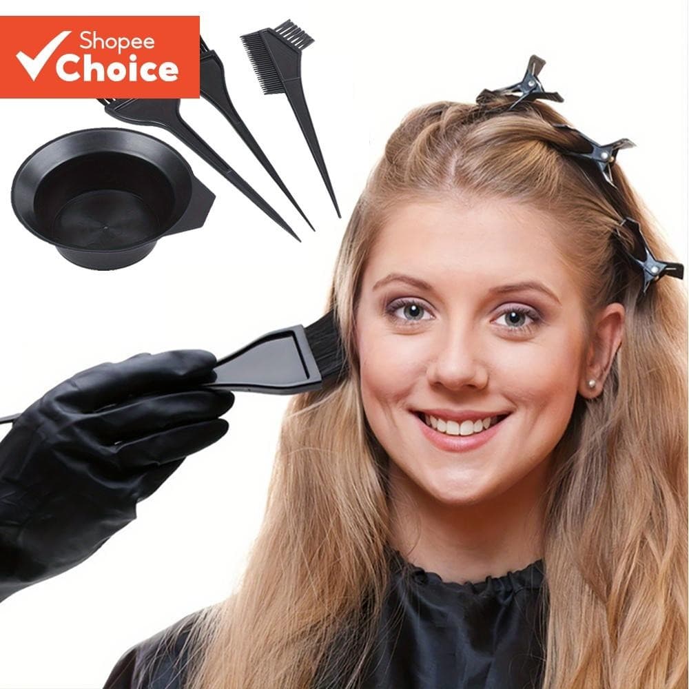 Kit De Tingimento De Cabelo Profissional 4 Peças-Pente , Escova , Tigela De Mistura-Salão De Beleza DIY E Coloração Domé