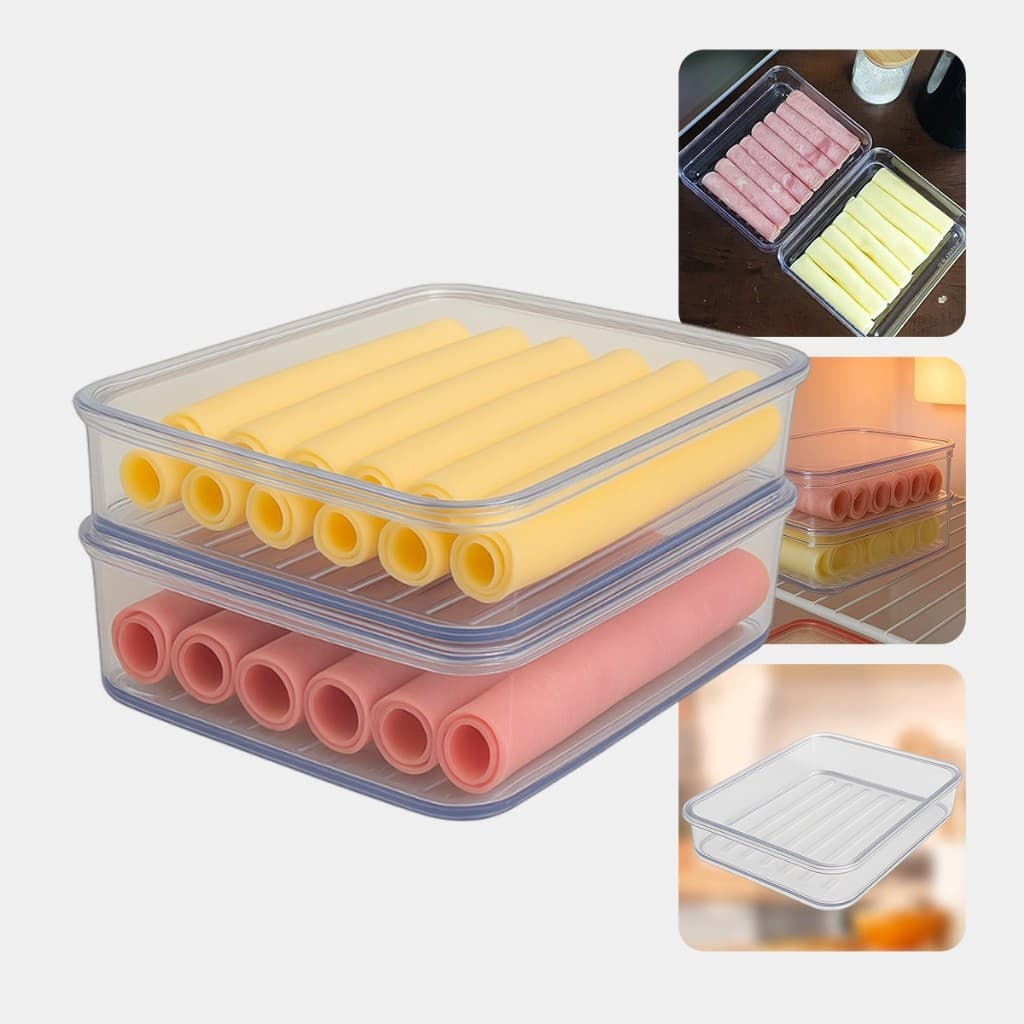 Porta Frios Organizador Presunto e Queijo Transparente Unitário Triplo Duplo Empilhável