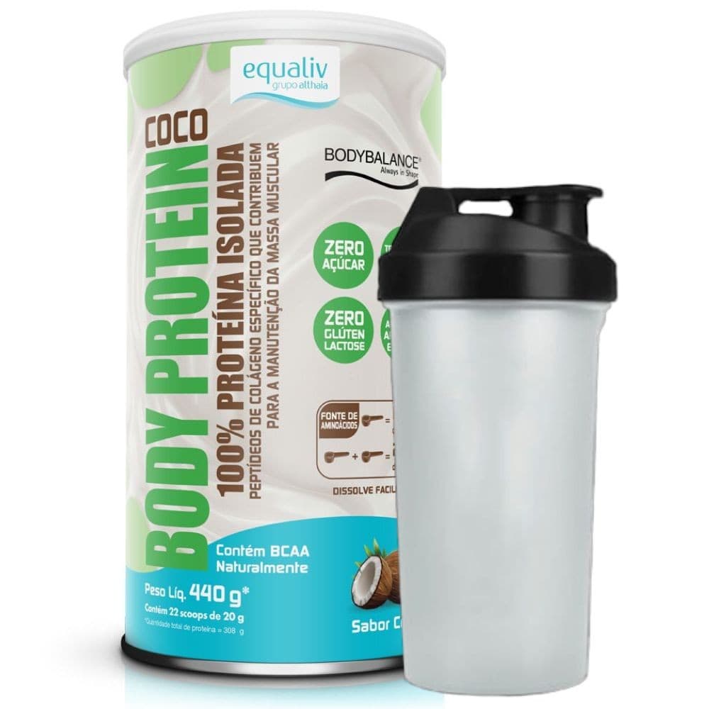 Body Protein Isolado Coco 440g Coqueteleira - Equaliv