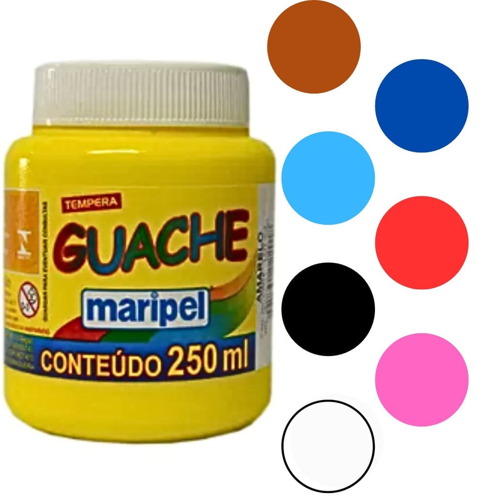 Pote Tinta Guache 250ml Várias Cores