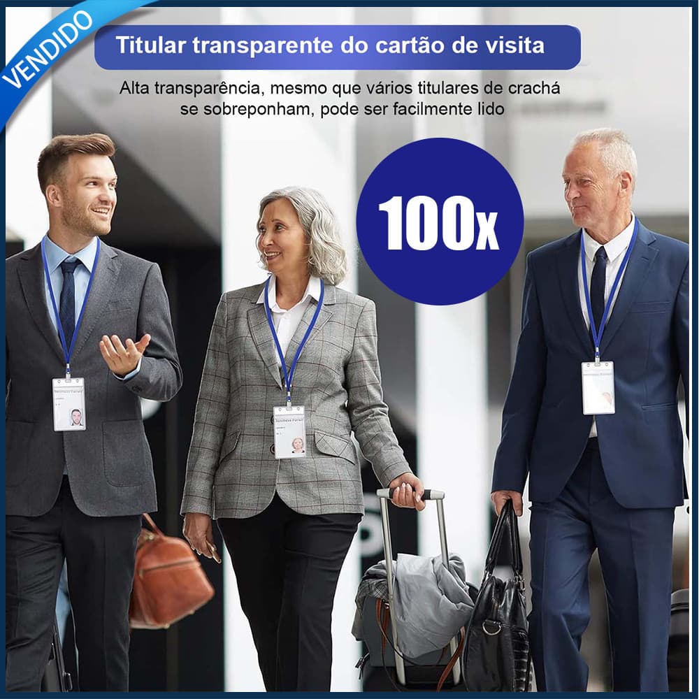 100x Crachá de trabalho Porta-crachá de pessoal Crachá de exposição Vertical PVC transparente