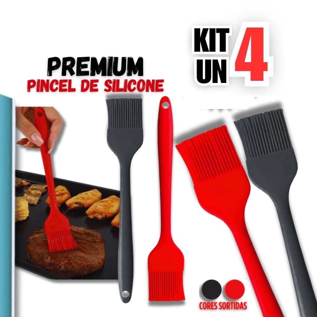 4 Pincel de Silicone 25cm Culinário – Utensílio Para Churrasco, Confeitaria e Cozinha Completa
