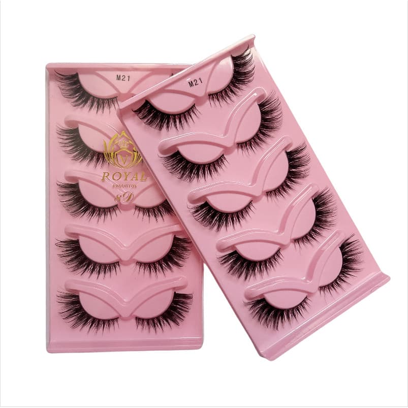 5 Pares De Cílios Postiços Longos Estilo Cruz 3D Densos , Intensificadores De Olhos T-542-1